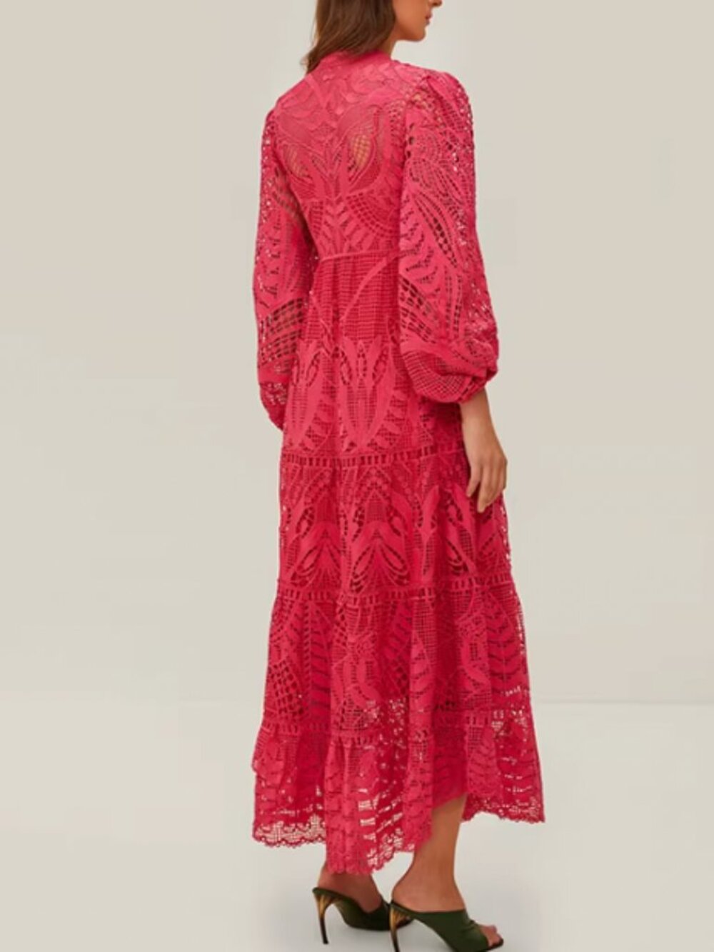BEST FARM Rio Pink Guipire Maxi Dress XS/M Vacation Cocktail Party - Picture 2 of 10